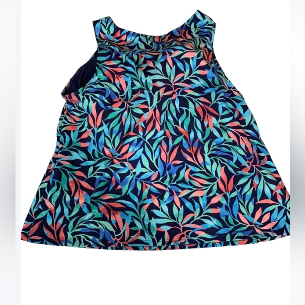 Lands' End Women's Leaf Pattern Swim Coverup - Blue and Pink